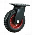 Heavy Duty Double Ball Bearing Corrugated Rubber Caster 2