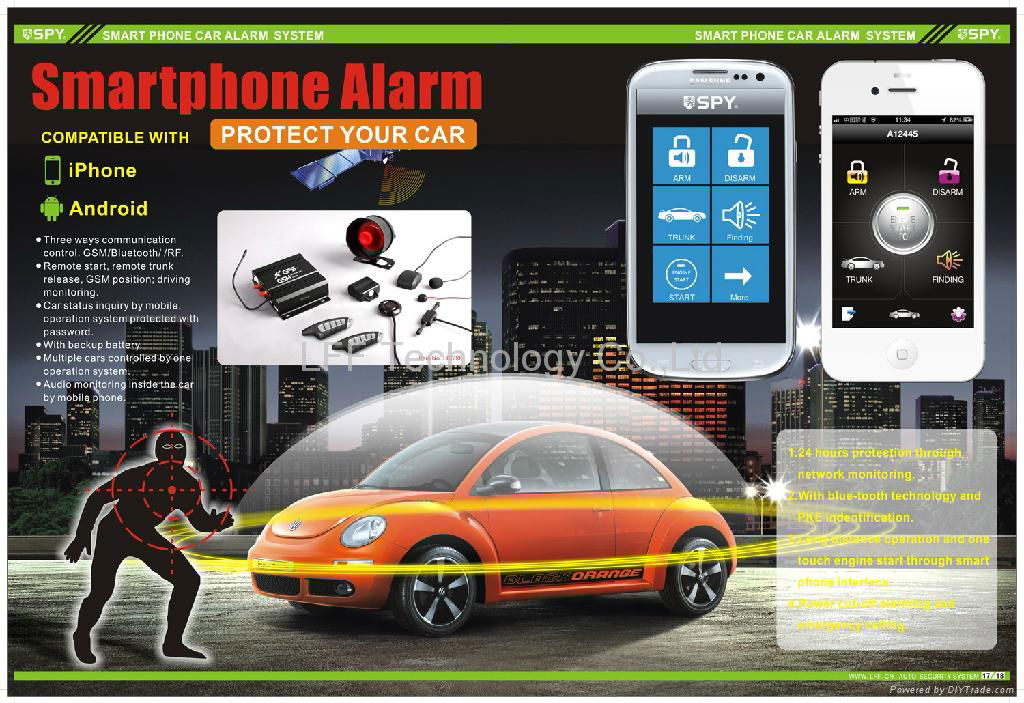 2013Hot selling smartphone car alarm