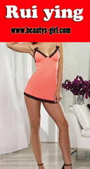 Lace Trim Chemise Orange Sexy lingerie for Women