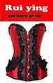 Fashion Women Red Satin Sexy Corset With lace pocket 