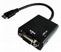 Mini HDMI to VGA with Audio Cable Converter Adapter for HDTV PC Black 