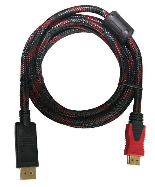 Double Braid DP M to HDMI M Cable with Ferrites Support 1080p 