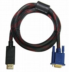 Double Color Braid DP M to VGA M Cable 