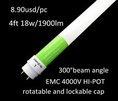 T8 led tube 120cm 18w 1900lm