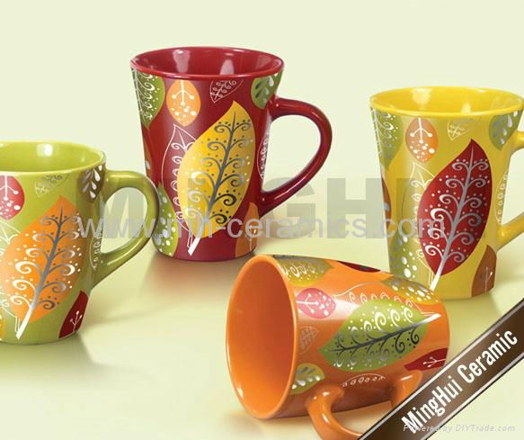 ceramic conical mug with decal