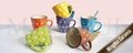 small drum mugs with dots design 2