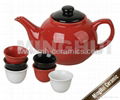 Teapots full sets with 6 different color teacups