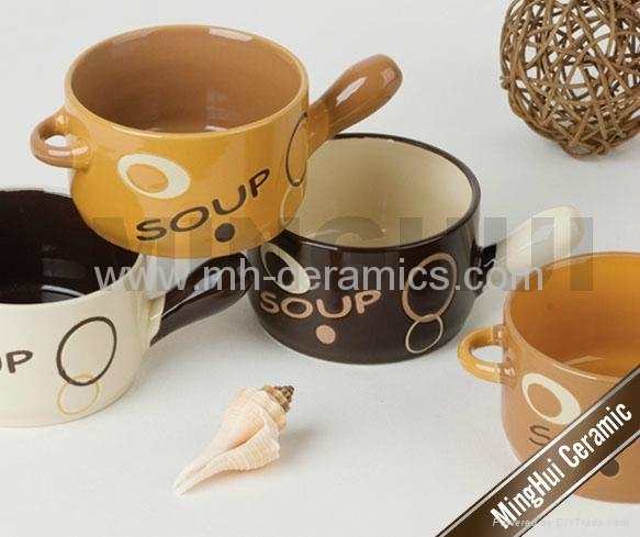 Minghui two handles soup mugs 3