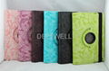 360 Degrees Rotating Stand Stylish Embossed Flowers Case for iPad4 and ipad3 and