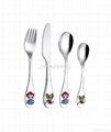 stainless steel flatware set for kids with cartoon logo 