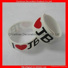 Mold free Justin Bieber silicone slap bracelet 