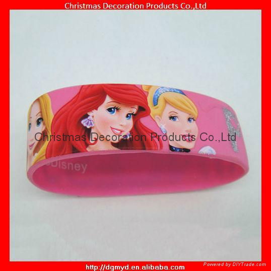 Colorful snap FULL COLOR PRINTING silicone rubber slap bracelet with metal chips 5