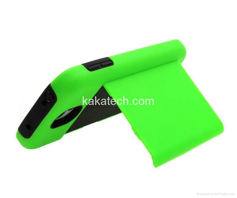 PC and Silicone Protective Case With Card Holder and Stand For Samsung S4 I9500 2