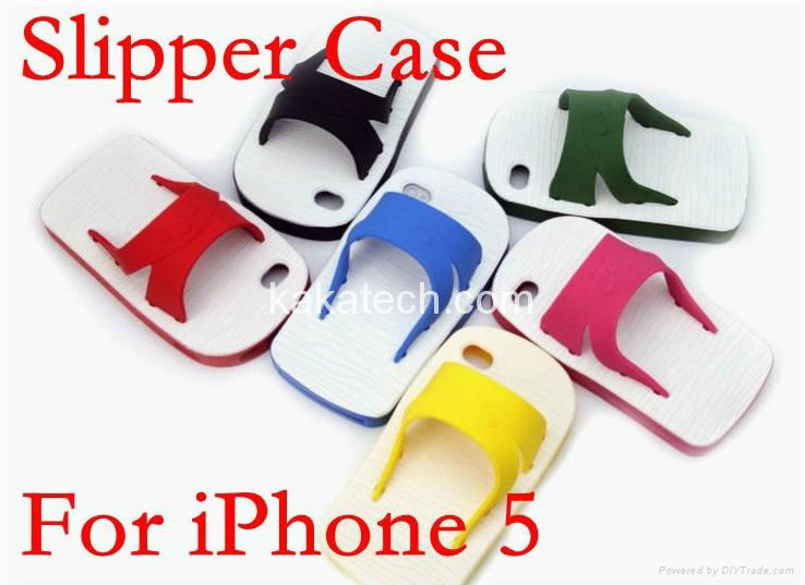 Cute Summar Slipper TPU Silicone Back Protective Case for Iphone 5G