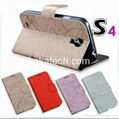 Lightning line PU leather Case with Card Holder For Samsung Galaxy S4 I9500 1