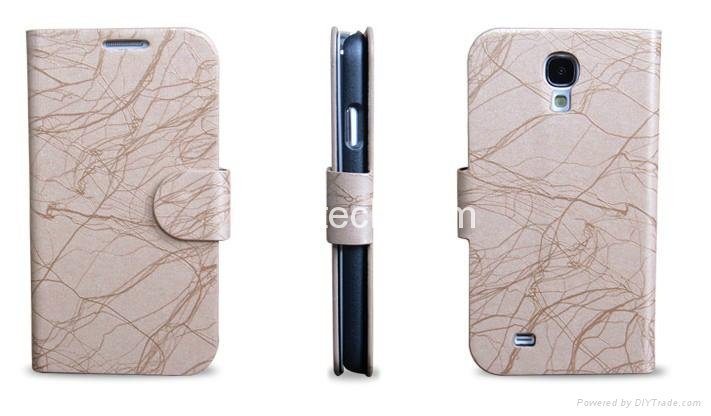 Lightning line PU leather Case with Card Holder For Samsung Galaxy S4 I9500 4