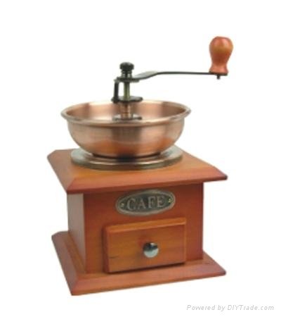 Manual wood coffee machine grinder