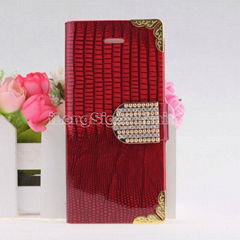 Superstar shiny diamond irregular Lines PU leather case for iphone 5