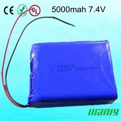 Rechargeable li-polymer battery pack 5000mah 7.4V 
