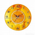 Glass Colorful Orange Clock for Kitchen