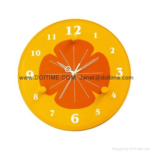 Glass Colorful Orange Clock for Kitchen GA0011A 2