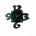 3D Black Big Numbers Glass Wall Clock GA0024A