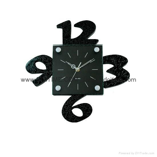 3D Black Big Numbers Glass Wall Clock GA0024A 2