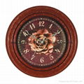 Dark Red Vintage Roses Circular Pattern Colors Clock AN0028C 1