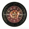 Dark Red Vintage Roses Circular Pattern Colors Clock AN0028C 2