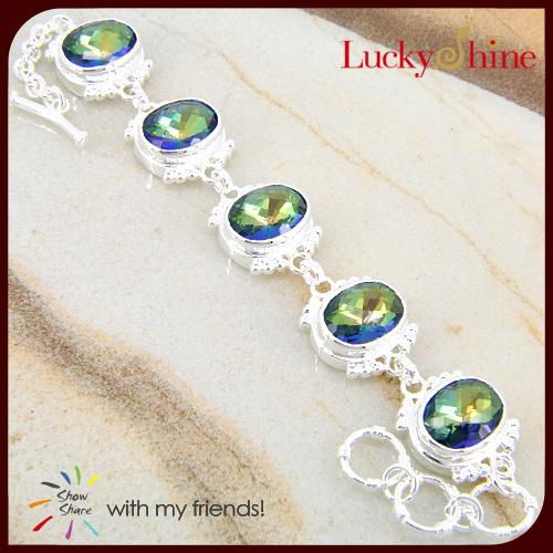 HIgh quality mystic topaz with 925 sterling silver bracelets hot sale