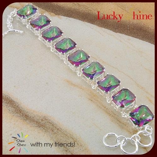 HIgh quality mystic topaz with 925 sterling silver bracelets hot sale 5