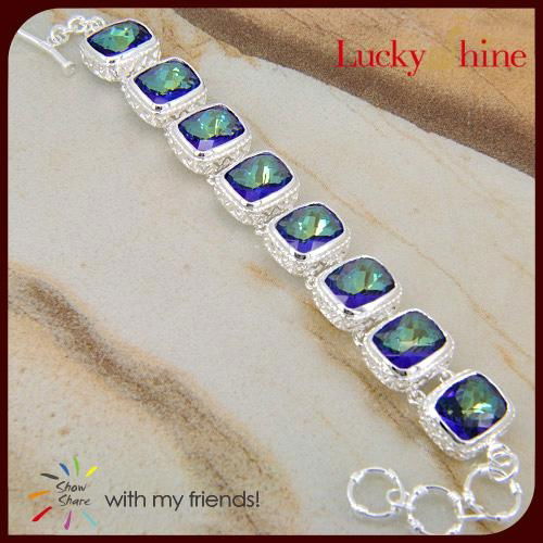 HIgh quality mystic topaz with 925 sterling silver bracelets hot sale 2