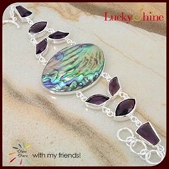 natural abalone shell with silver bracelets hot sale