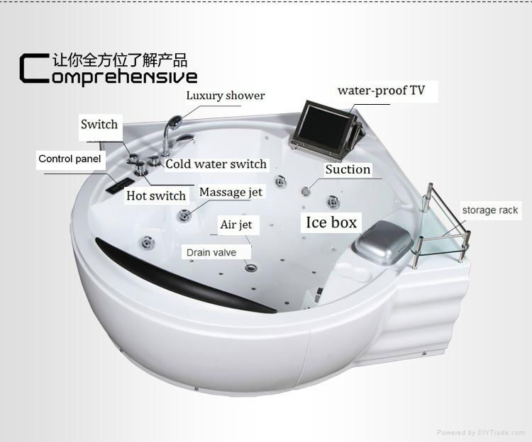 1850*1850*800mm Acrylic Luxury TV & Ice Box Hot Tub Massage Spa Bike SR5D027 3