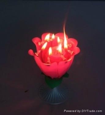 aotu-rotating birthday music flower cake Candle