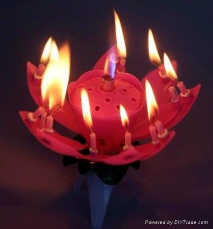 Rotating birthday music open flower Candle 2