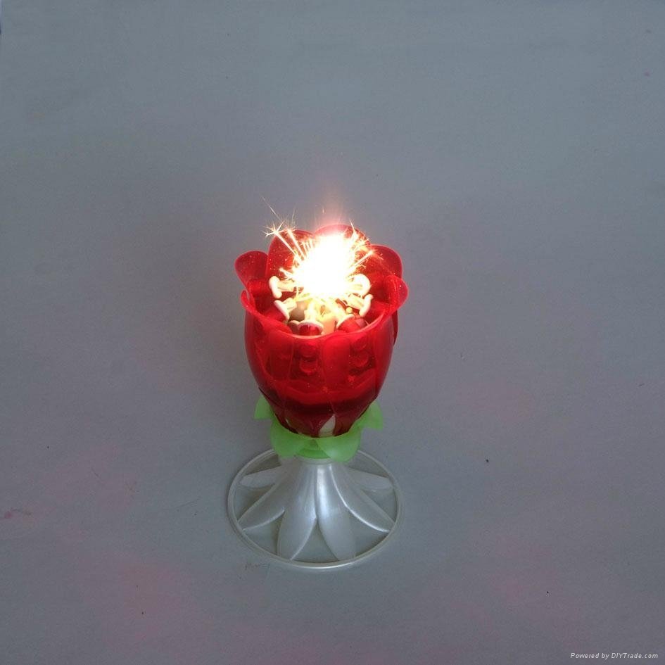 Rotating birthday music open flower Candle 4