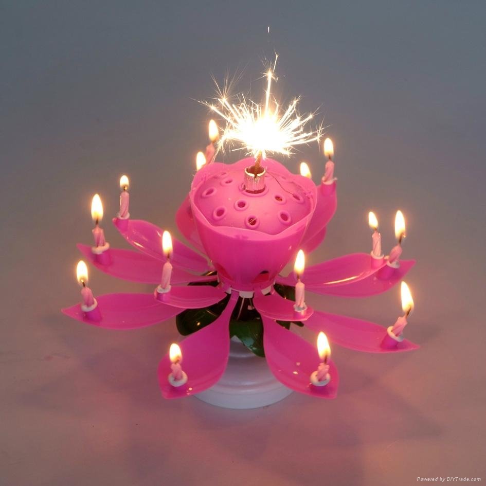 Rotating birthday music open flower Candle 5