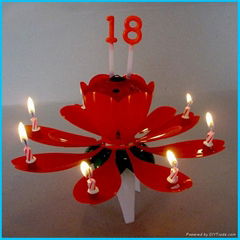 Aotu-rotating birthday music flower cake Candle