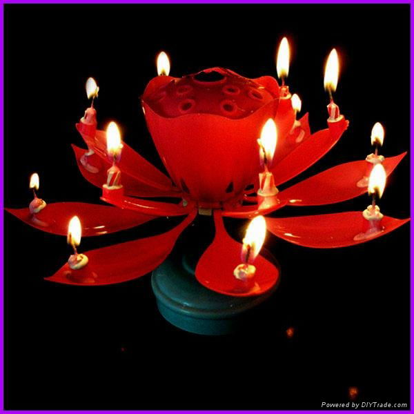 Aotu-rotating birthday music flower cake Candle 3