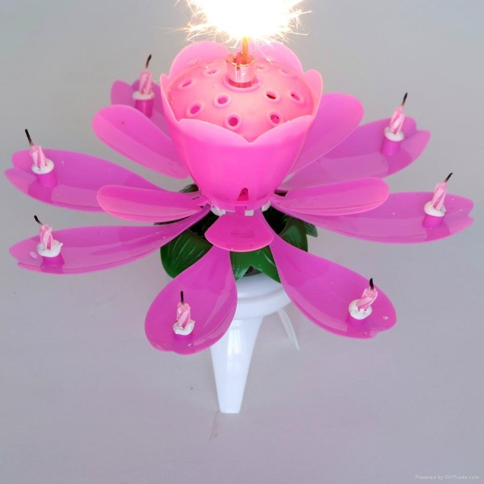 blooming flower rotating birthday music Candle 4