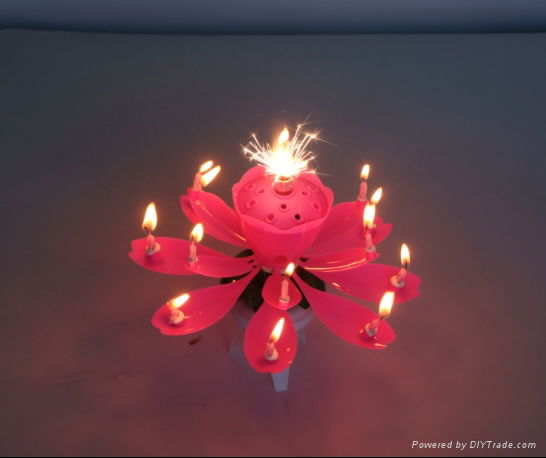 super sparkling flower birthday music Candle  2