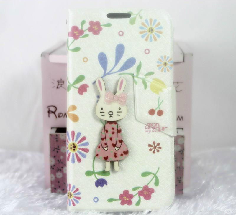 Lovely Cutton Animal Print Case with Magnetic Stand for Samsung Galaxy S4 i9500 