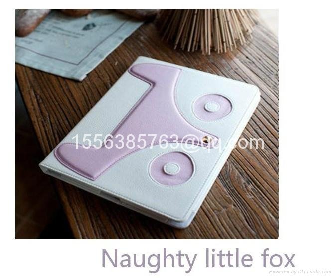 Cute Naughty Little Fox Case Leather Stand Magnetic Smart Case  for iPad 2/3/4 2