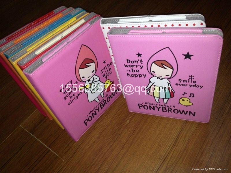 PonyBrown Case for iPad 2/3/4 Leather Case Cartoon Design Stand Case 2