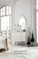 313# Solid wooden  Antiqued White French Style Hand Carved Rococo King Bed 4