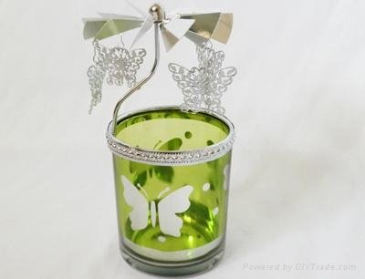 glass cup windmill candle holder