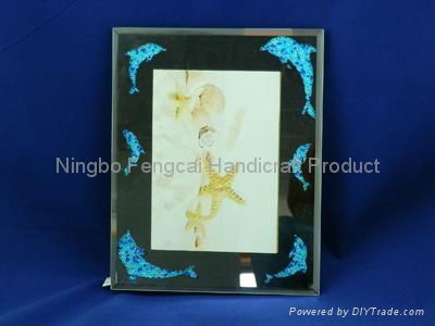 Glass photo frame with crystal beads inside