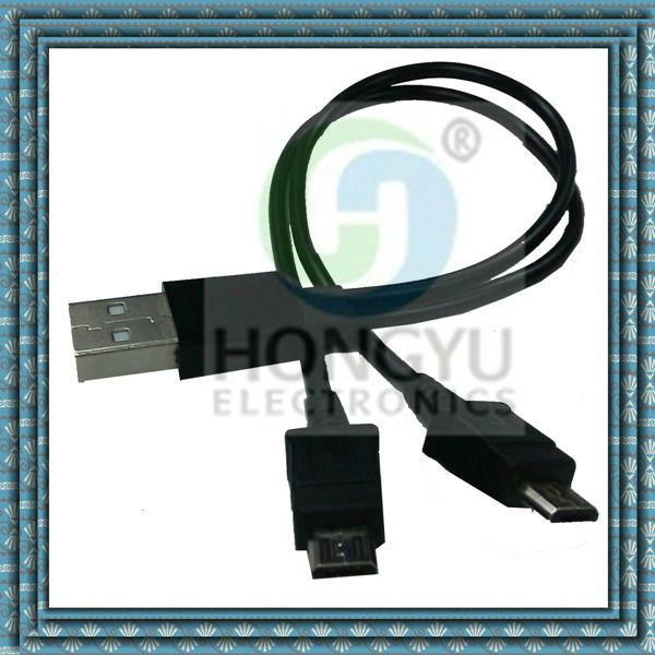 Smart and very convenient Multi-function double male micro usb 2 in 1 cable  