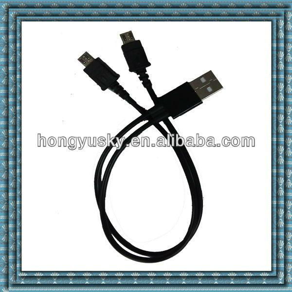 Smart and very convenient Multi-function double male micro usb 2 in 1 cable   3